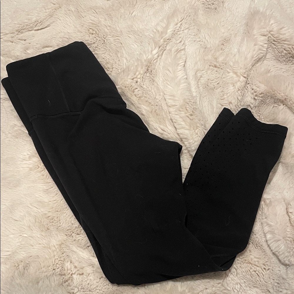 Athleta Black Leggings with Perforated Detail